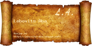 Lebovits Aba névjegykártya